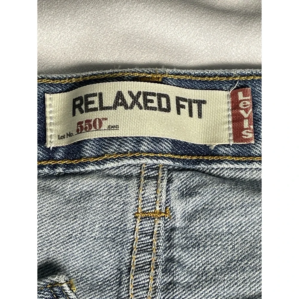 Levis‎ Mens Relaxed Fit 550 Jeans Light Wash Size 36x34 Thrashed, Stains